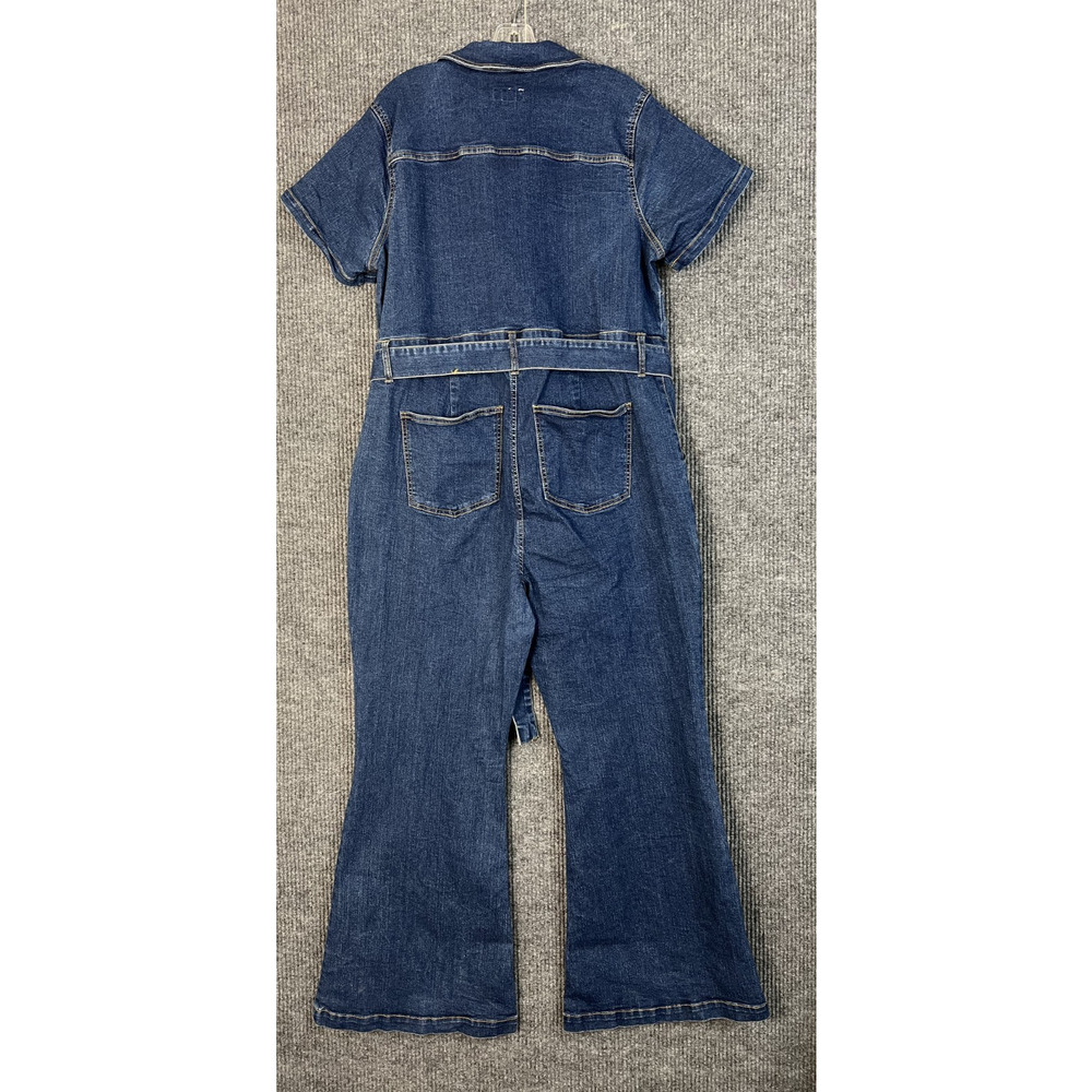 Ava & Viv Denim Jumpsuit Womens Plus 18 Blue Flare Leg Boho Hippie Western - Picture 5 of 10